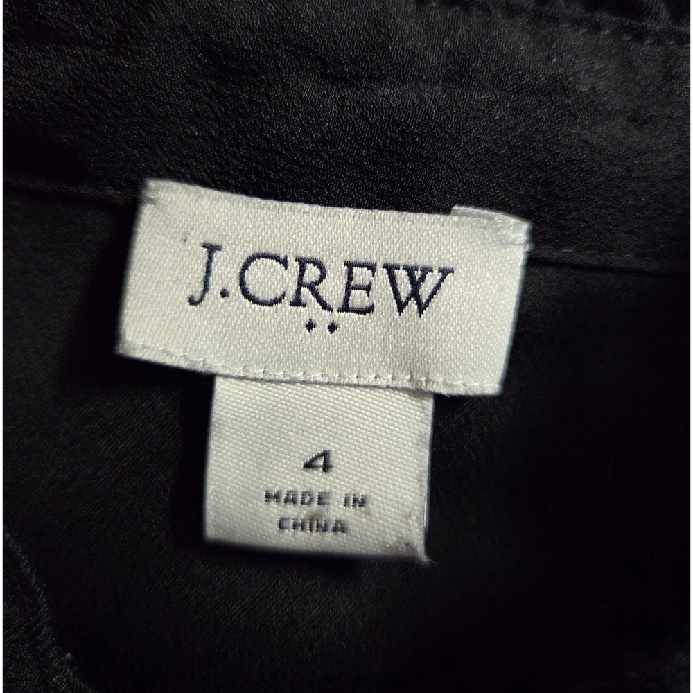 J.Crew Sleeveless Blouse Womens 4 Black Ruffle Trim Mock Neck Button‎ Front - Picture 4 of 6